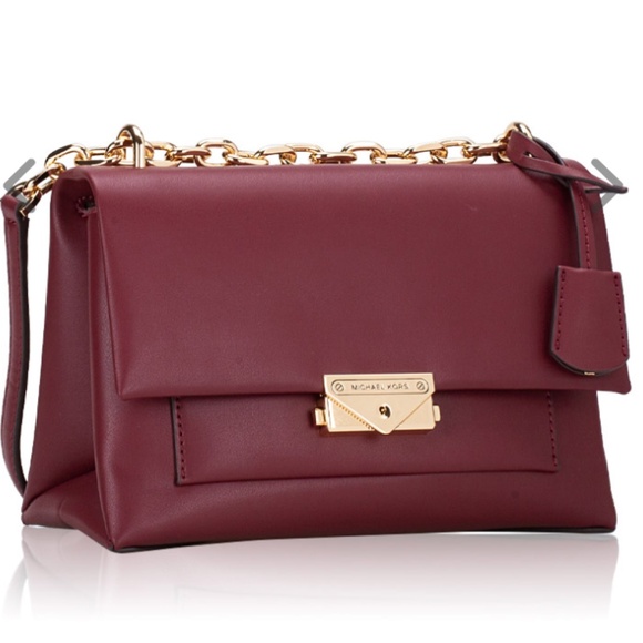 MICHAEL KORS CECE MEDIUM FLAP POCKET SHOULDER CROSSBODY BAG DARK CHERRY - Picture 3 of 6